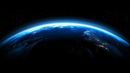 Fototapeta premium Earth from space showing continents and glowing light