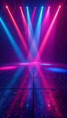 Fototapeta premium Neon lights, laser beams, dance floor texture, dance floor, pattern