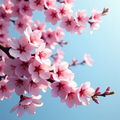 Pink cherry blossoms in full bloom, gentle breeze , beauty, nature