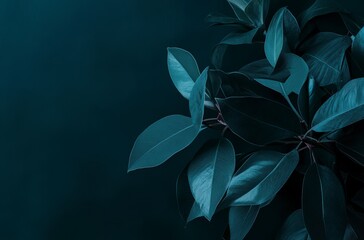 teal background with leafs