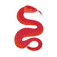 Obraz premium Simple flat snake vector illustration. Chinese New Year 2025 horoscope symbol isolated on white background