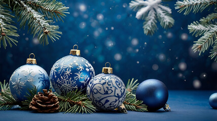 Festive New Year's decorations resting on a blanket of glistening snow, creating a magical and wintry holiday atmosphere.