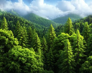 Obraz premium Emerald green with deep forest transitions , plain single color, no other colors mixed, flat art no gimmicks, clean with bright light, Noise grain mesh, no dust