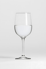 Fototapeta premium A clear wine glass filled with pure water isolated on white background