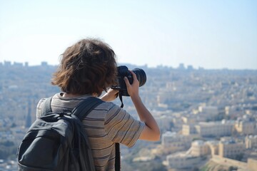 Obraz premium Study abroad program: Student exploring a new city, experiencing different cultures and languages