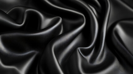 Fototapeta premium Close-up of black technical fabric texture with rubber coating, showcasing light reflections and shadows for industrial and design use