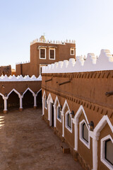 Ushaiger, Ar Riyadh in Saudi Arabia. A traditional restored village made of clay bricks. Ushaiger is one of the Heritage Villages in the Kingdom of Saudi Arabia