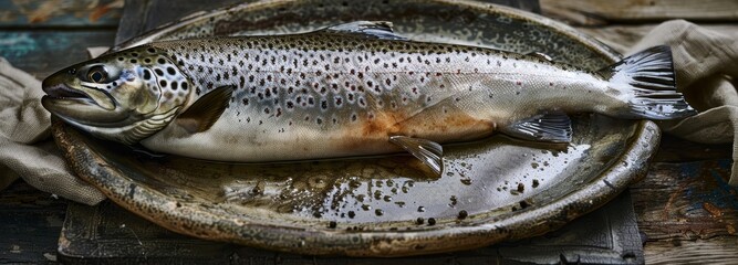 Fototapeta premium fresh whole raw salmon trout