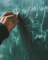 Fototapeta premium Hand Writing on Chalkboard with Mathematical Equations for Education and Learning Themes