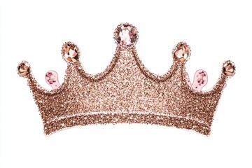 Elegant rose gold crown adorned with sparkling gemstones, ideal for themes of royalty, luxury, and fashion.