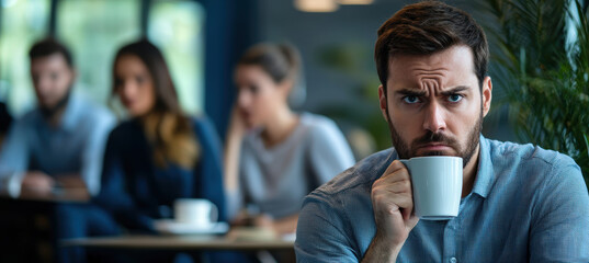 Workplace Exclusion Concept with Isolated Employee at Office