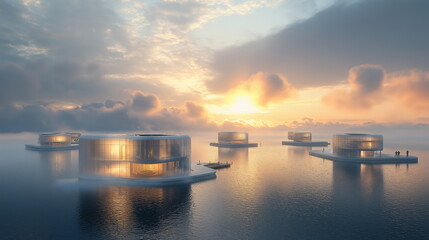 A city on giant floating islands surrounded by clo_002