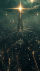 Obraz premium A city on the edge of the world whose buildings ar_003