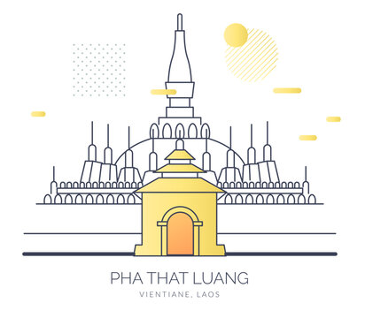 Pha That Luang Vientiane, Laos - Stock Illustration