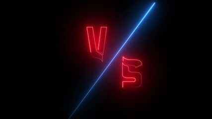 VS versus bars neon animated with glowing neon line. abstract neon line background concept.