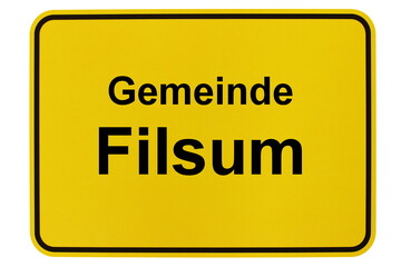 Illustration eines Ortsschildes der Gemeinde Filsum in Niedersachsen