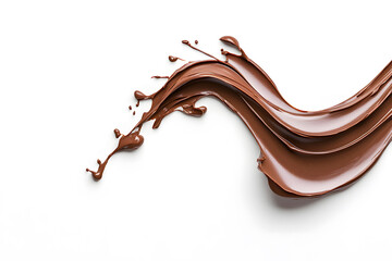 Melted chocolate texture on white background, Chocolate smear