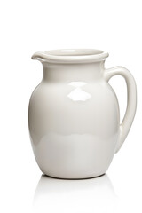 White ceramic milk jar isolated on white background