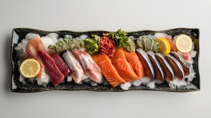 Assorted Sashimi Platter Fresh Fish Selection on Ice