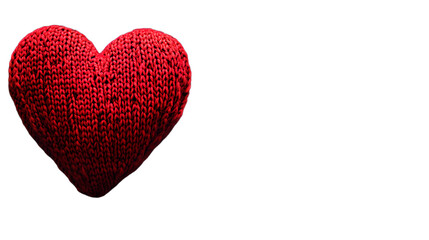 Fototapeta premium Transparent Knitted Red Heart for Craft Design Love Projects
