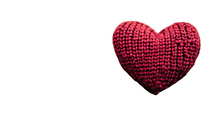 Fototapeta premium Handcrafted Red Knitted Heart Transparent Background for Crafting