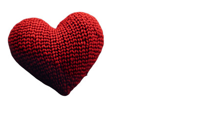 Fototapeta premium Knitted Red Heart Isolated Transparent Background Valentine Symbol
