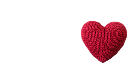 Red Wool Knitted Heart Transparent Background Romantic Decoration