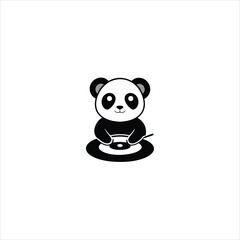 Adorable Panda Silhouette Vector Illustration