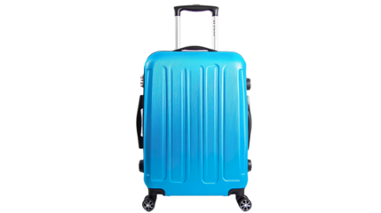Durable Blue Suitcase With Wheels Lightweight Travel Accessory On Transparent Background