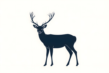 Obraz premium Black Deer silhouette graphic style wildlife simple drawing animal isolated on white background