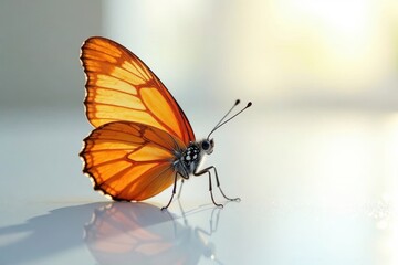 Obraz premium Delicate wings of a butterfly resting on a crisp white background , beauty, wing