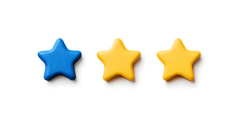 Three stars rating review 3d icon for apps and websites, isolated on white background