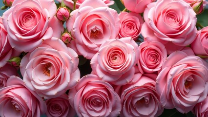 Fototapeta premium Beautiful pink roses blooming in a vibrant garden during a sunny afternoon