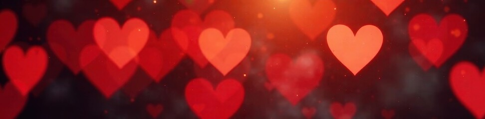 Blurred red and gold heart shapes, out of focus lights, affection, love, elegant
