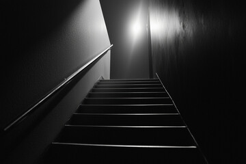 Steep stairs leading to a bright light source