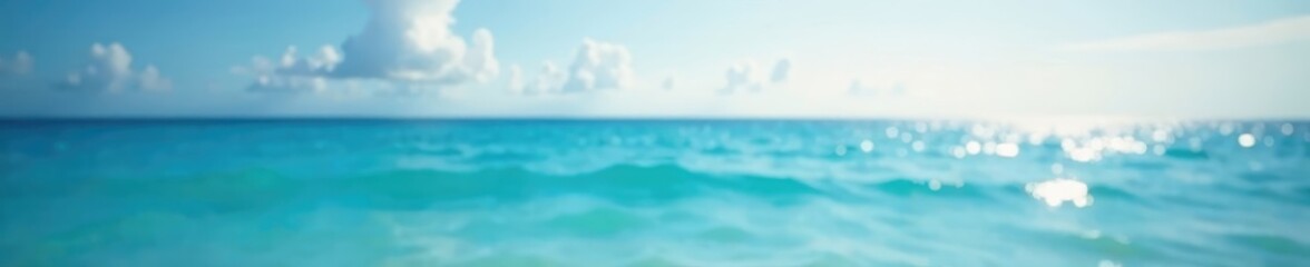 Fototapeta premium Dreamy, hazy blue ocean and sky, bokeh effect, beach, horizon, vacation