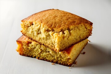 Cornbread on Clean White Surface