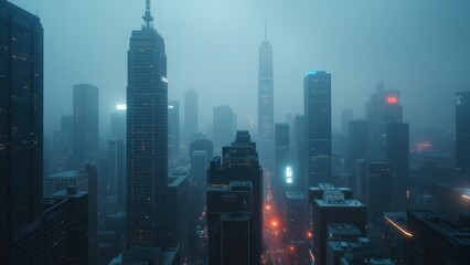 Rainy Night in a Cyberpunk Metropolis