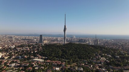 Obraz premium Radio Tower Transmitter Istanbul Drone