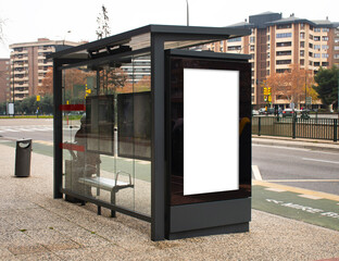 Led Billboard Mockup for Advertising at Bus Stops in Vertical Format