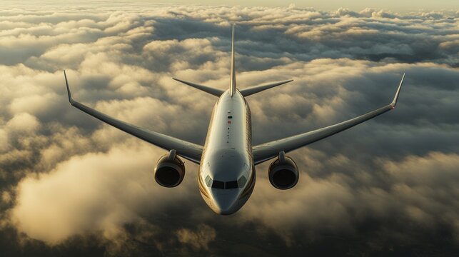 Boeing 737 MAX 8 Above the Clouds at Sunset