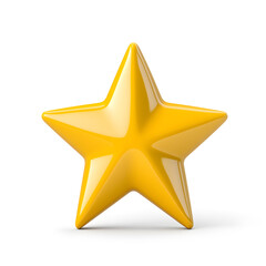 Obraz premium 3d gold glossy yellow star icon isolated on white background