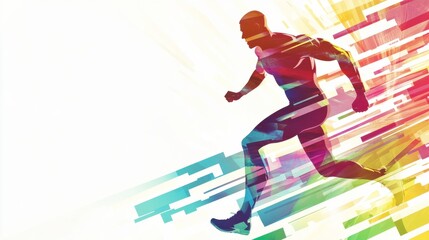 Vibrant Abstract Runner on Clean White Background