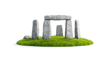 Ancient stone monument landscape isolated on white background