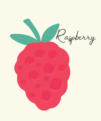 Flat Design Illustration with Raspberry Card