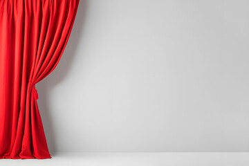 A red theater curtain mock up  isolated on white background