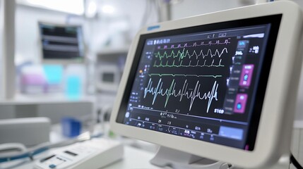 Electrocardiograph monitoring heart activity in a medical facility. Generative AI