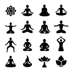 set of yoga icons