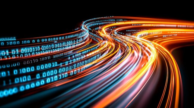 Abstract Digital Data Stream Binary Code Technology Background