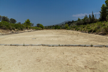 Starting line (balbis) at the ancient Stadium of Nemea on Peloponnese peninsula, Greece